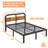 Amylia Black Metal Platform Bed with 40-Inch Solid Wood Headboard, Underbed Storage, Noise-Free Support, No Box Spring Needed-2025536609-2015625704