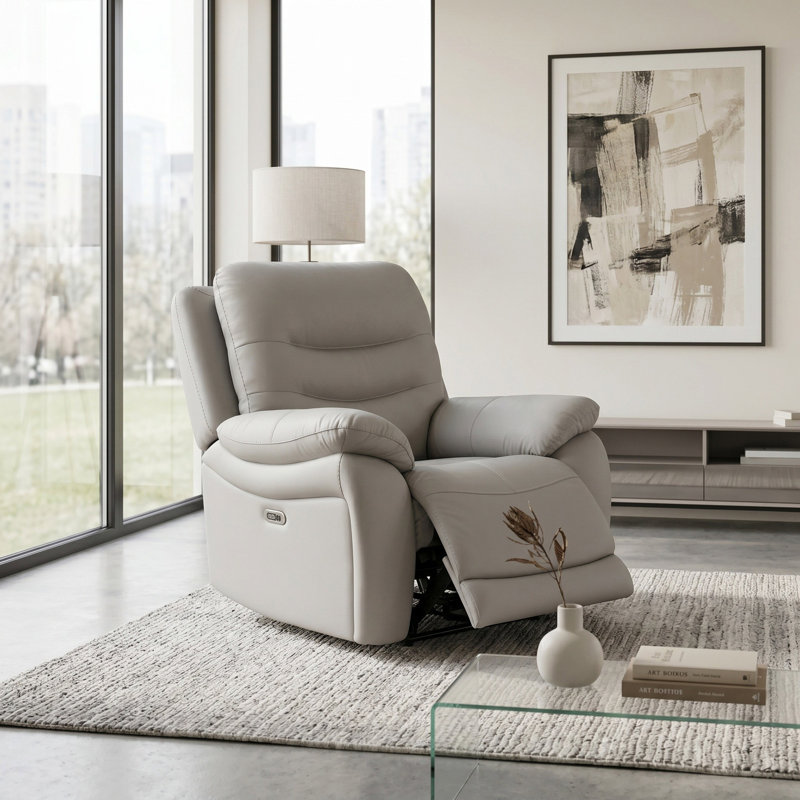 Fauteuil inclinable en cuir vegan gris clair Nova avec lumières DEL Nova