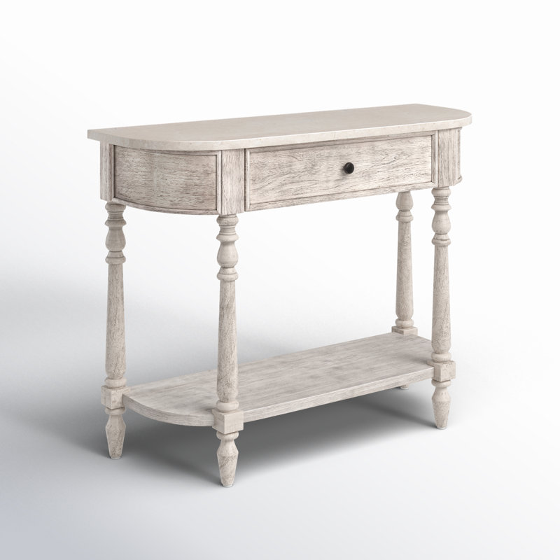 Danielle Marble 40" one- drawer Console Table, Rustic Gray