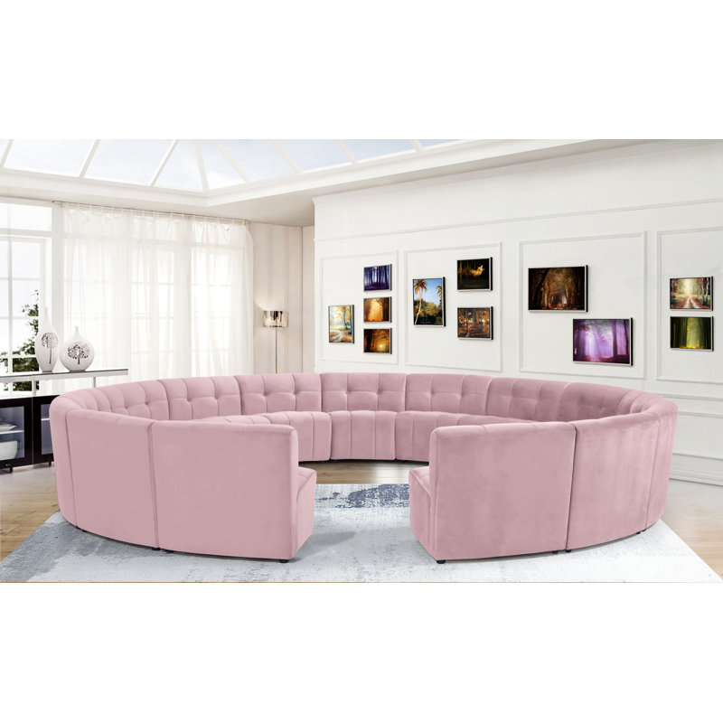 Jedson Velvet Sectional Symmetrical, Pink Velvet