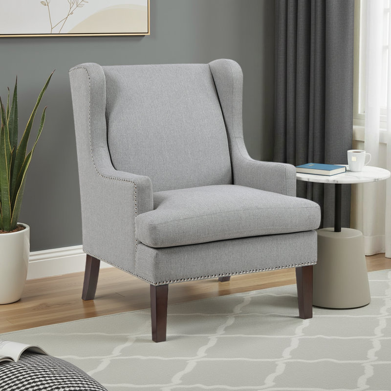 Alvis 29" Modern & Contemporary Accent Chair with Textured Fabric Upholstery, Nailhead Trim & Foam Cushioned Seat