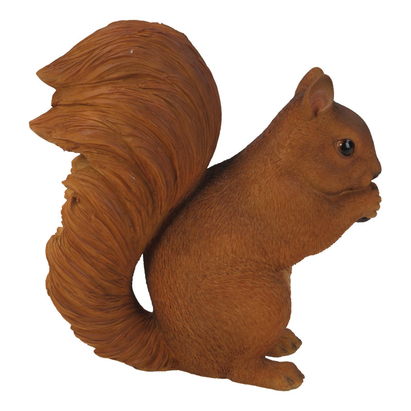 Life-Like Brown Polyresin Squirrel Eating Garden Statue