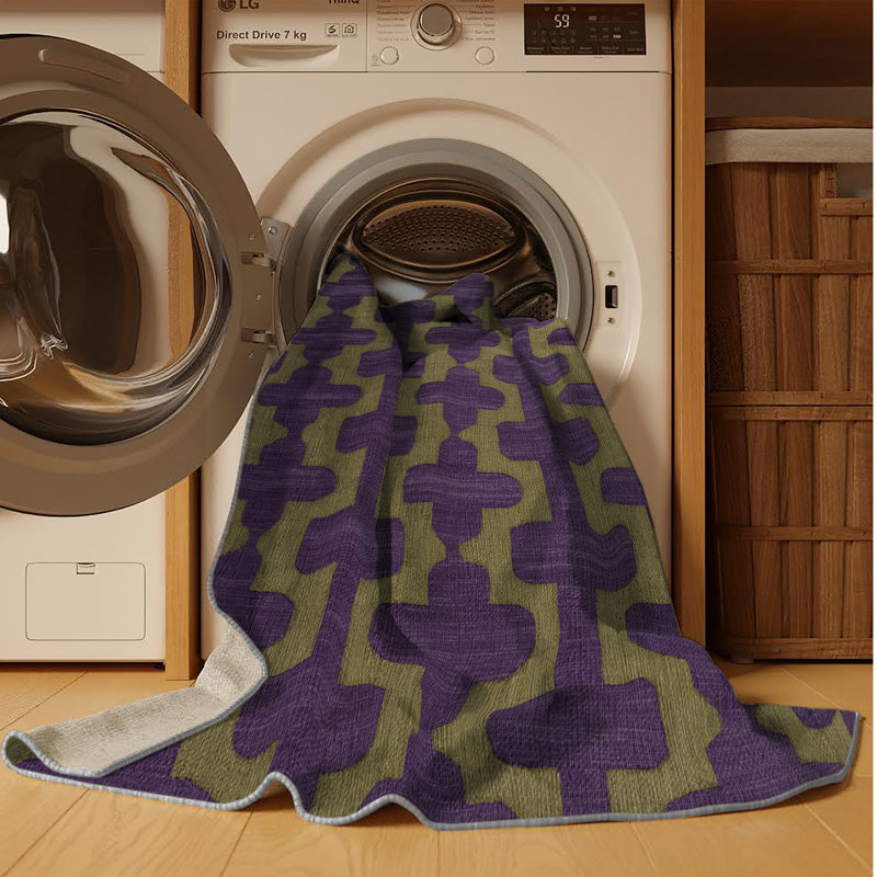 Tapis mauve lavable à la machine, Carré 6 pi
