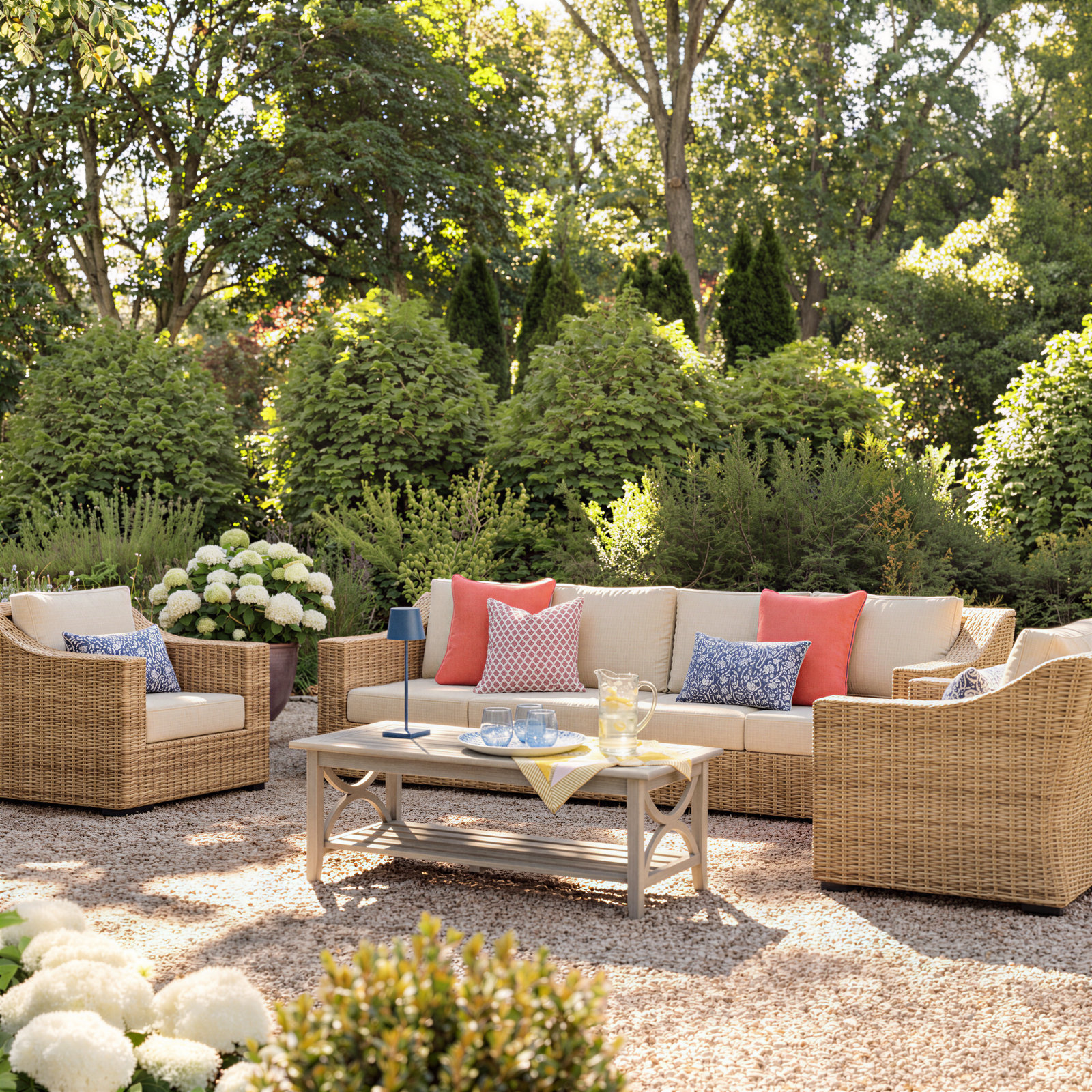 Eloisa Wicker 6 - Person Patio Conversation Set with Cushions, No, Tan