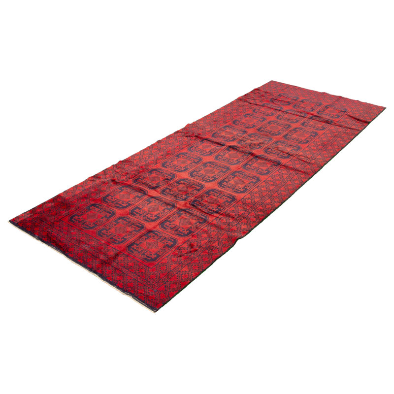 Tapis de couloir en Tapis décoratif laine noué à la main de conception unique 4 pi 9 po x 12 pi 2 po Cayl 1990s