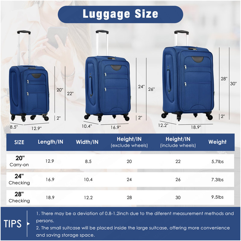 Ensemble de valise extensible 3 pièces avec sac de voyage et sac de voyage Softshell Softshell