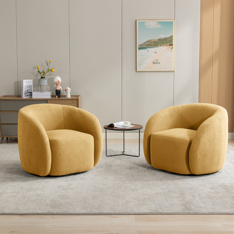 Fauteuil pivotant rembourré Katherline, Jaune 