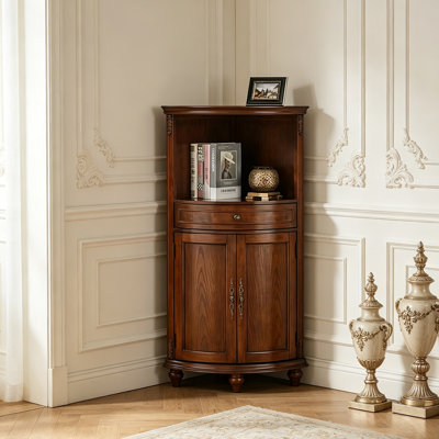 Modern Nut-brown Solid Wood Accent Cabinet