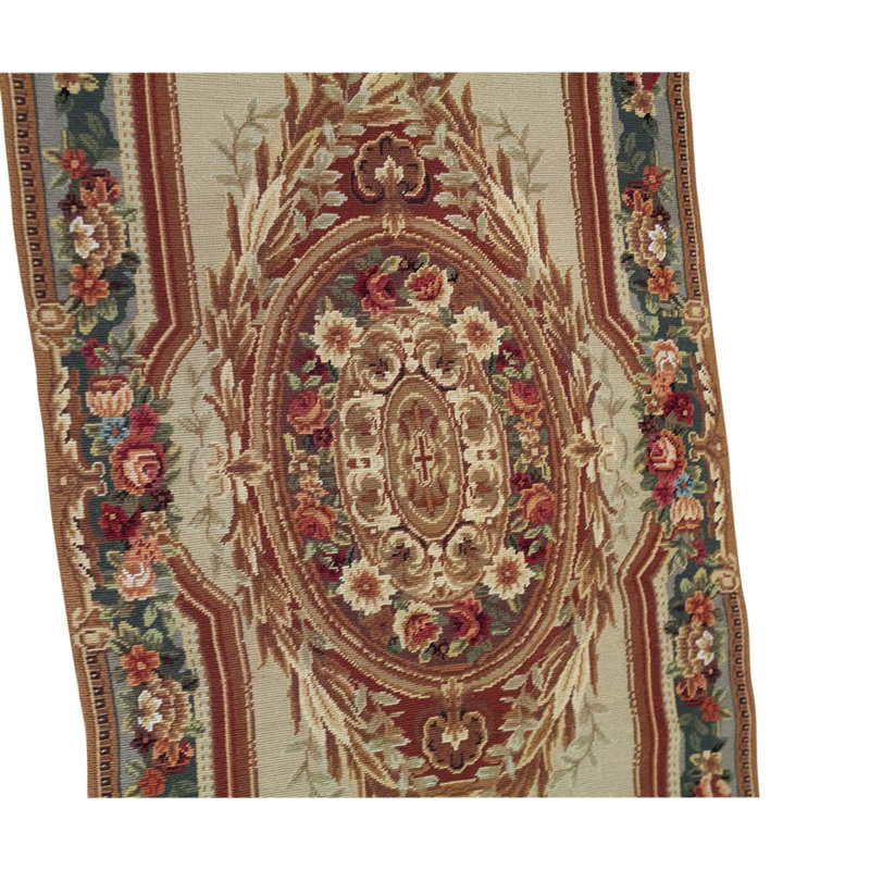 Tapis beige / brun / vert noué à la main de haute qualité