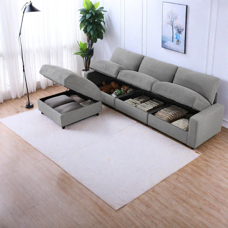 Canapés modulaires peu encombrants avec repose-pieds, tissu en polyester durable pour les salons modernes