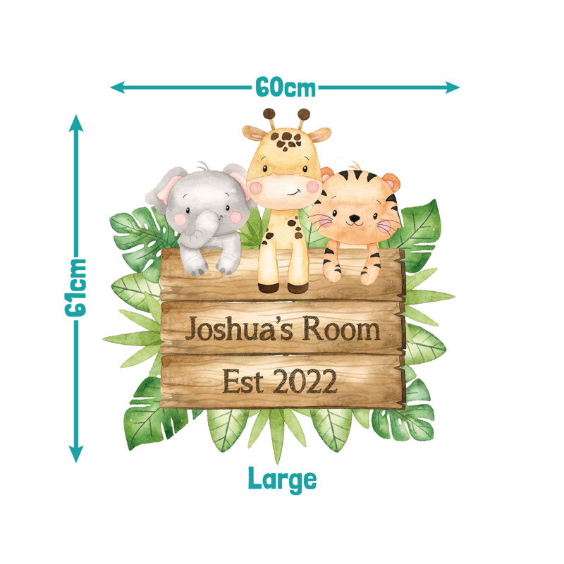 Personalised Safari Sign Wall Sticker, 61cm H x 60cm W, Yes