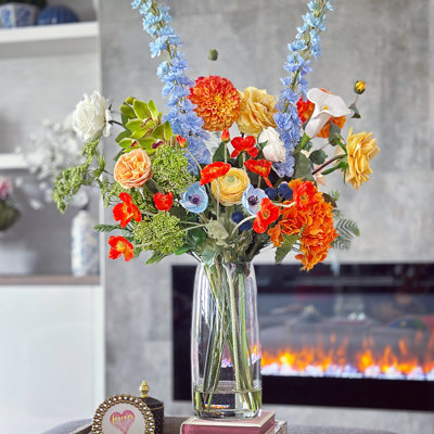 Real Touch Spring Garden Artificial Floral Arrangement In Glass 