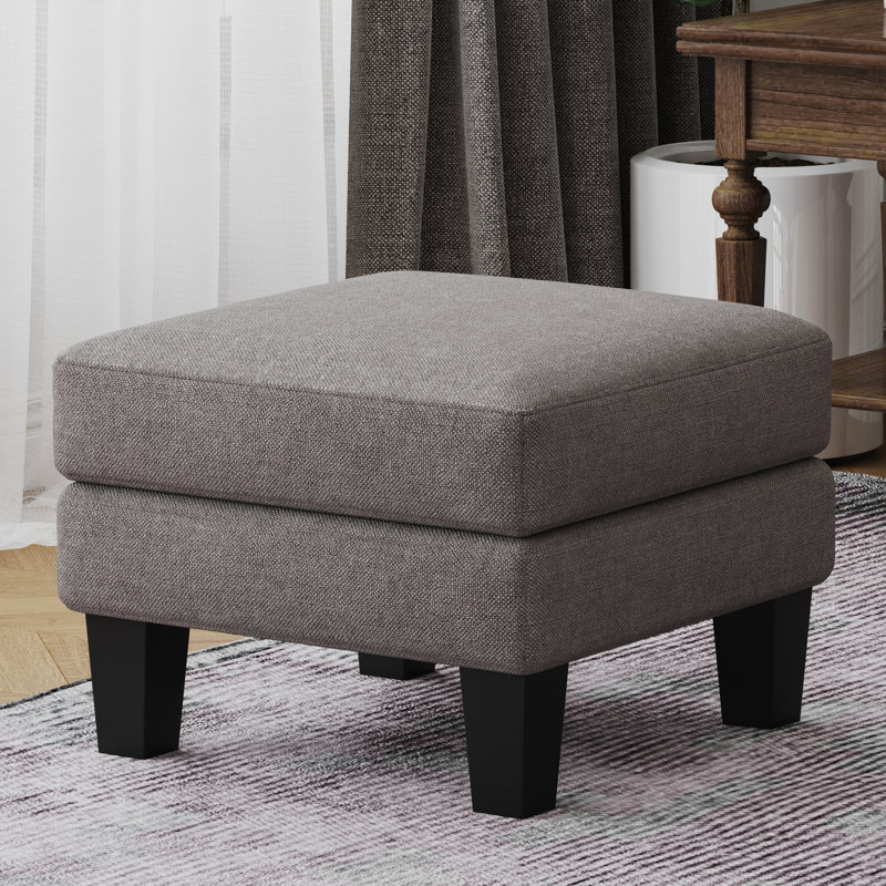 Tabouret en tissu gris - idéal pour le couloir et le salon avec siège épais avec ressorts hélicoïdaux et base en bois massif à haut revêtement en éponge facile à assembler Dimensions 23 x 23 x 17,3 pouces