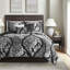 Ensemble de courtepointe en coton imprimé 6 pièces avec coussins décoratifs noir très grand / très grand californien-117515529-117515531