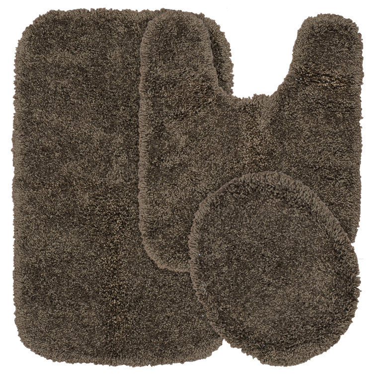 Treye Nylon 3 Piece Bath Rug Set with Non-Slip Backing