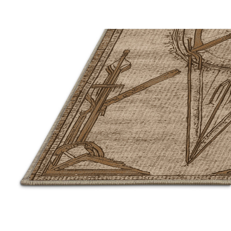  Tapis nautique lavable à motifs sextant, Rond 5 pi