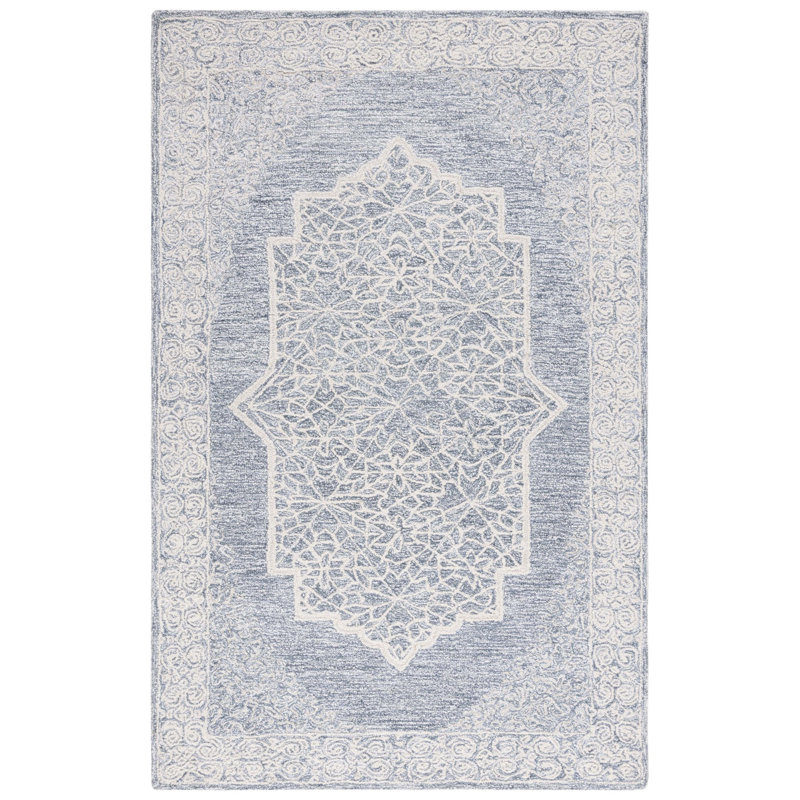 Tapis oriental abstrait en laine touffetée à la main avec envers en coton, Rectangle 8 pi x 10 pi