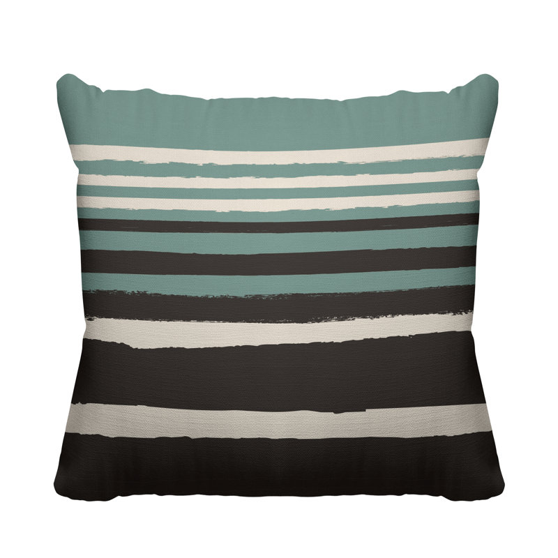 Coussin décoratif abstrait / minimaliste intérieur / extérieur, 19 po x 19 po, Turquoise, Carré