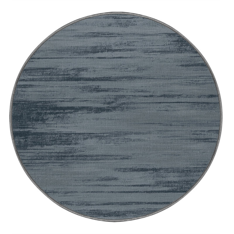 Tapis abstrait gris lavable à la machine, Rond 5 pi