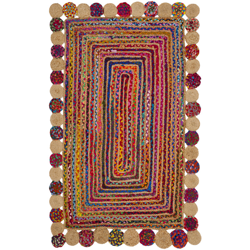 Tapis rouge tissé à la main Herzig, Rectangle 2 pi 3 po x 4 pi
