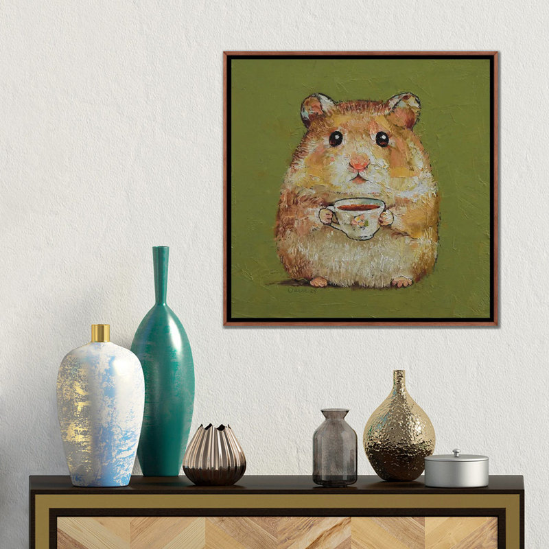 «Tea Shop Hamster», reproduction d'art sur toile encadrée, H 18 po x l 18 po, Brun