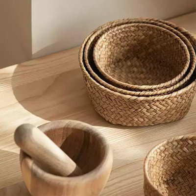 Panier rond en jonc de mer