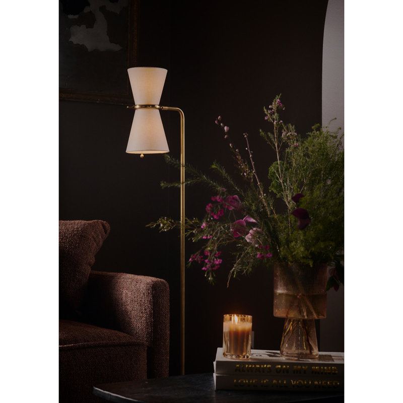 Gable Floor Lamp (Antique Natural Brass with Oyster Shade)