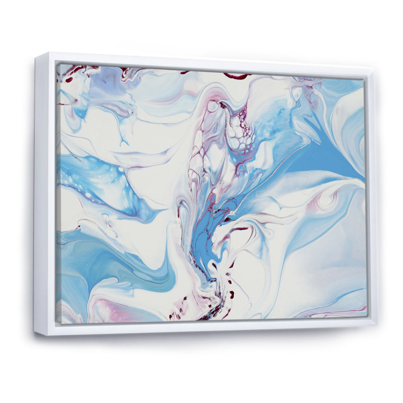Art liquide bleu et rose II - reproduction sur toile, Toile à cadre flottant blanc, H 24 po x l 32 po