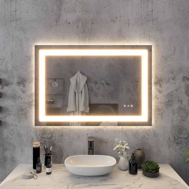 Miroir de salle de bain à DEL sans cadre , 30" x 40"