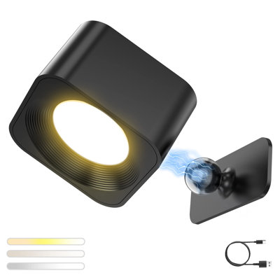Applique murale à pile 3Colors, lampe murale rechargeable à télécommande, lampe de bureau rechargeable portative