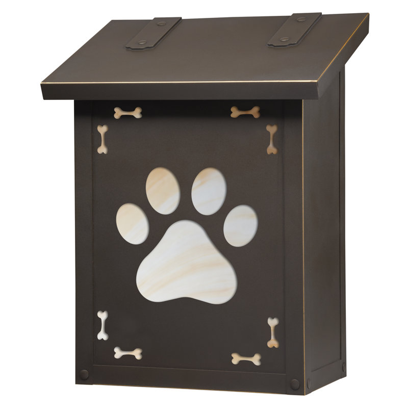 Boîte aux lettres murale Dog Paw, Bronze architectural, Miel