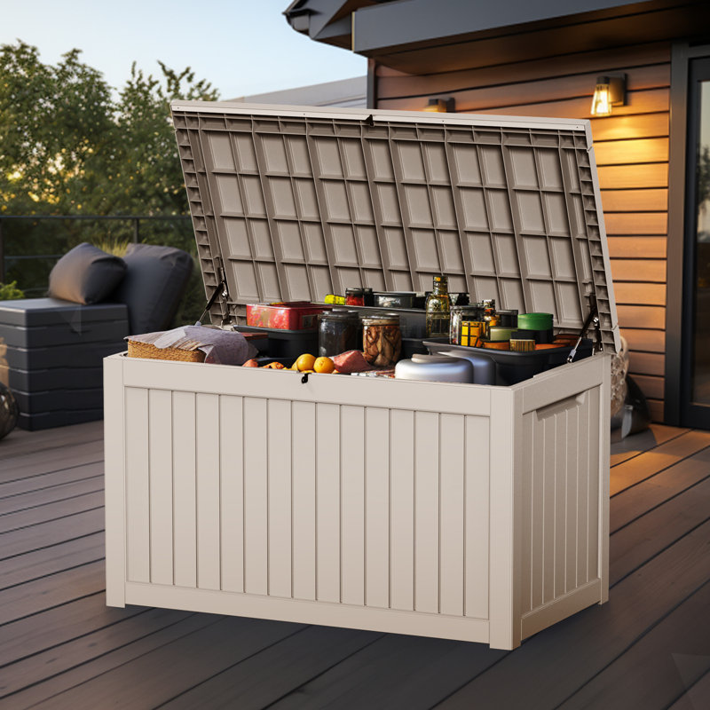 Olilawn Durable Resin Outdoor Storage and Organization Deck Box For Patio Furniture and Supplies(30Gallon、50Gallon、80Gallon、180Gallon、230Gallon）