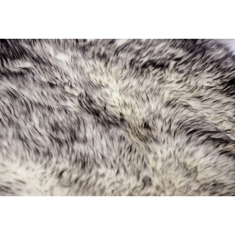 Gradient Gray Single Sheepskin - Area Rug, Novelty 2' x 3'