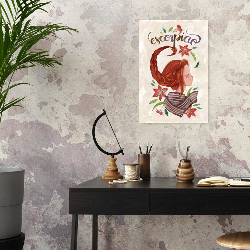 «Whimsical Scorpio Girl Whimsical Abstract Contemporary Flower Portrait», reproduction d'art mural, 24" H x 16" W
