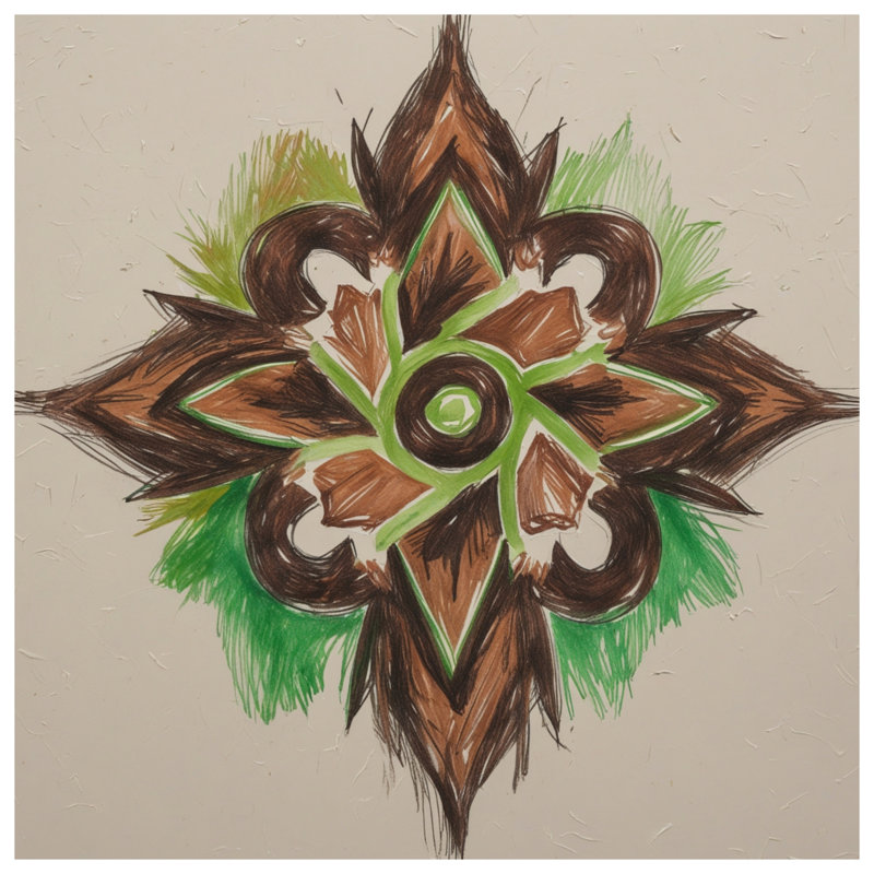 Housses de couette brun et vert mandala, Très grand lit