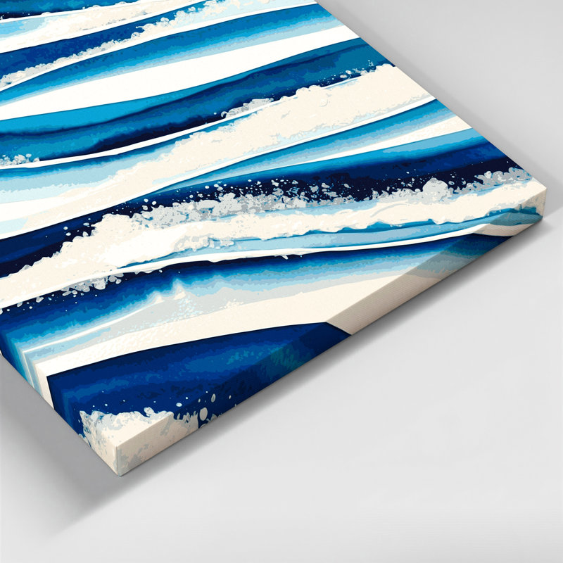 Art mural horizontal horizontal rayé sur toile vert azur, H 24 po x l 36 po