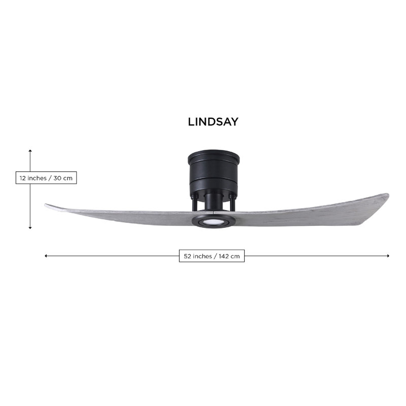 Lindsay 52'' Ceiling Fan with LED Lights, Matte Black, Barn Wood Tone