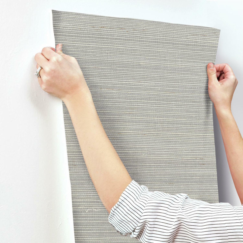 Impression Abstract Grass Cloth Wallpaper Double Roll, Gray
