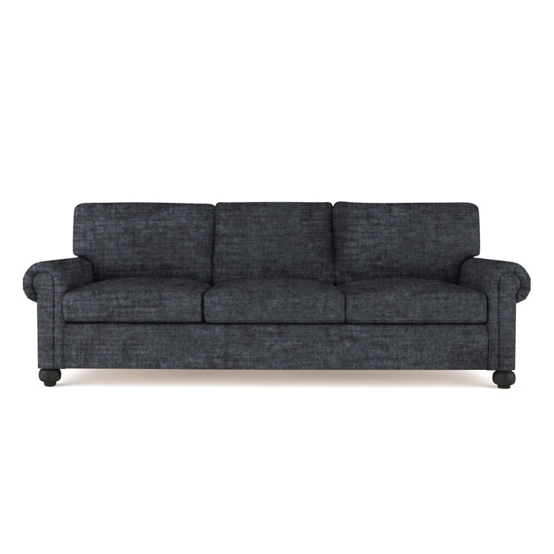 Canapé Leroy, H 36 po x l 96 po x P 49 po, Velours écrasé graphite, Ébène