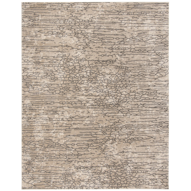 Tapis à motifs abstraits beige et gris Edvin, Rectangle 10 pi 6 po x 14 pi