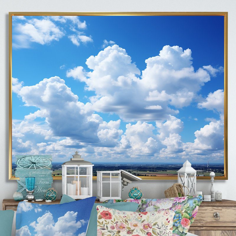 " Clouds Skys Canvas IX ", 30" H x 40" W x 1.5" D, Black Picture Framed