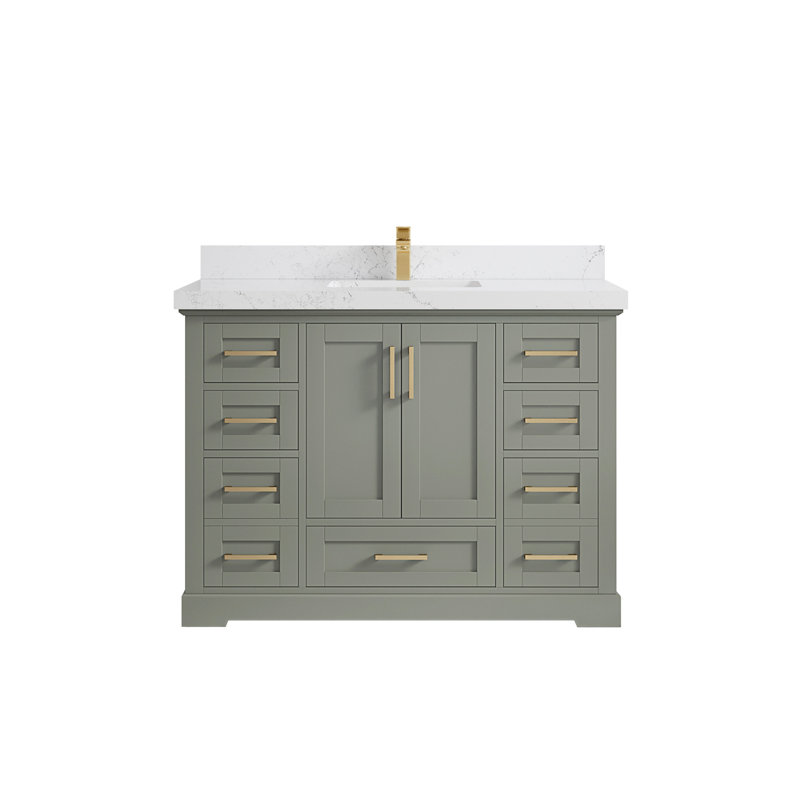Esin 48'' Single Bathroom Vanity with Top, Empira White