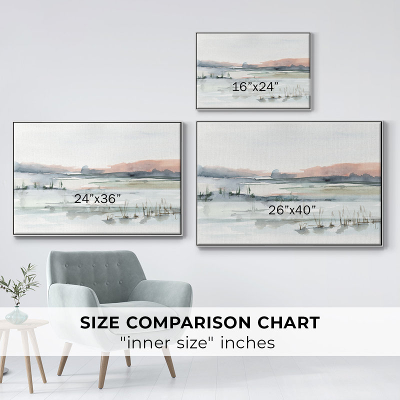 Toile de qualité supérieure Marsh Cattails II - prête à être accrochée, H 17 po x l 25 po x P 2 po