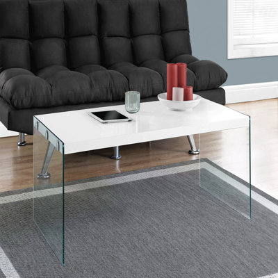Table basse contemporaine contemporaine rectangulaire en verre trempé transparent stratifié L 44 po