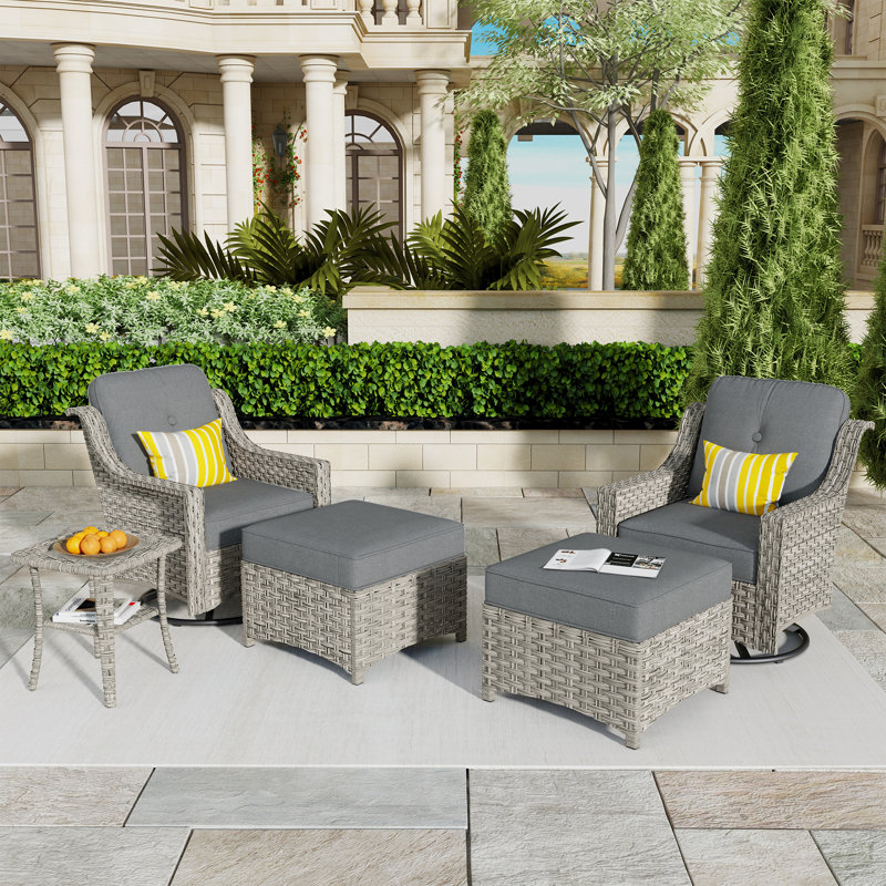 2 - Person Outdoor Seating Group With Cushions, Gray