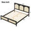 Lit plateforme en bois avec tête et pied de lit en rotin-733640356-733640358