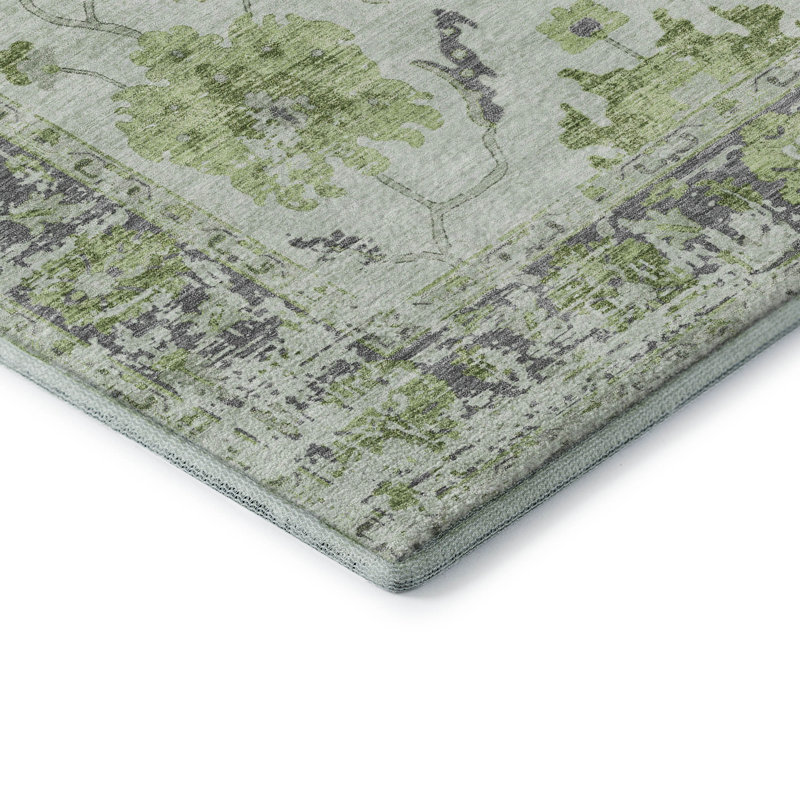 Premium Machine Washable Pirtle Border Rug, Rectangle 10' x 14'