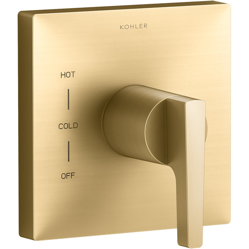 Garniture de soupape avec poignée levier Honesty Rite-Temp (R), Laiton brossé éclatant