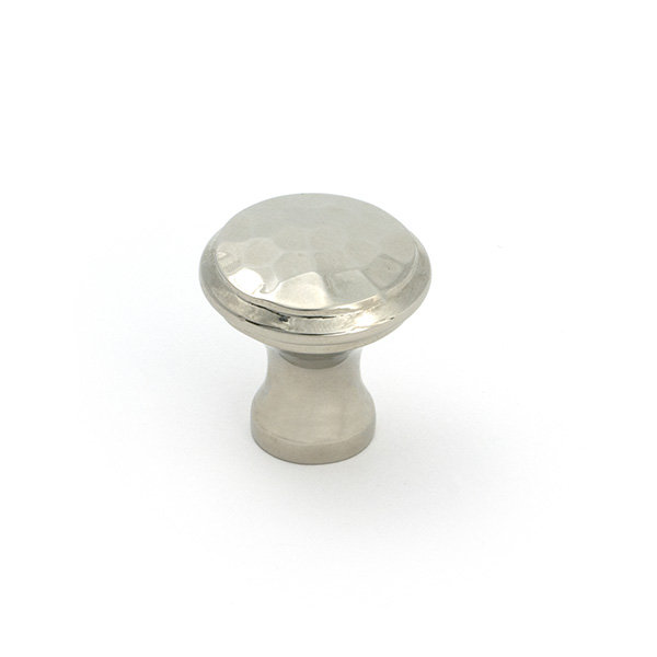 Hammered Round Knob, Polished Nickel, 0.79" Knob Diameter