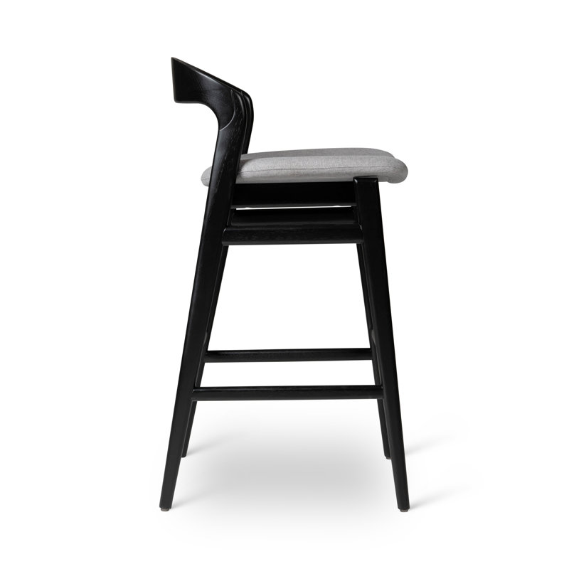 Modern Brazilian Velma Counter Stool, Essence Gray/Ebano Frame, Counter Stool (25.25" Seat Height)